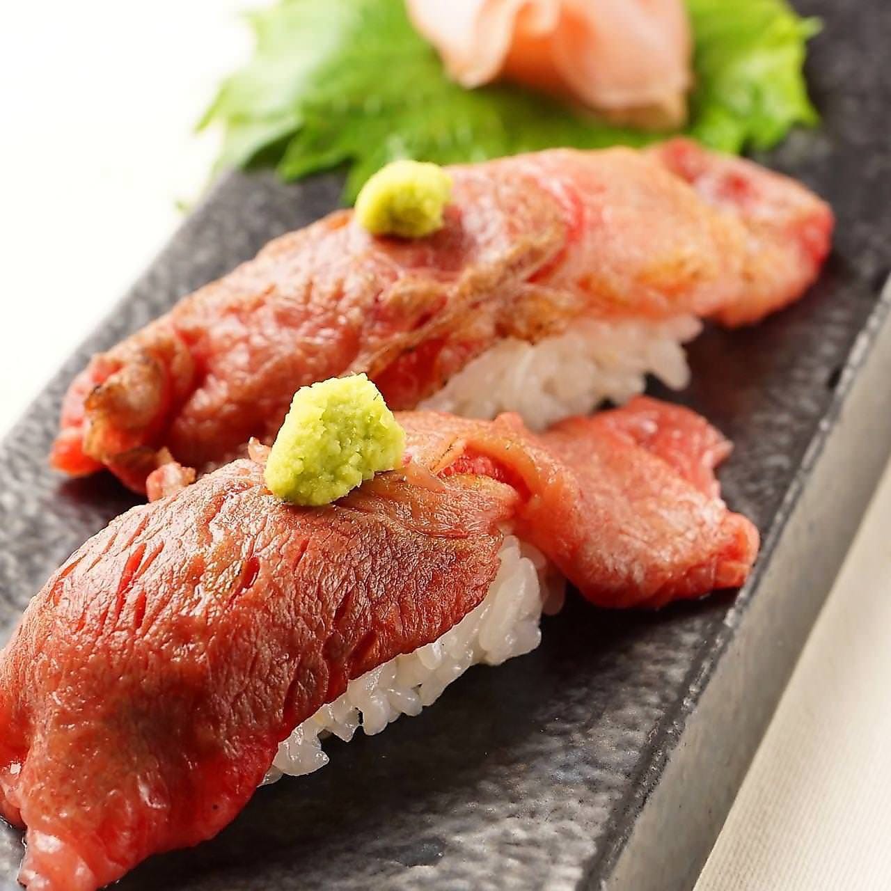 新鮮なお肉をお寿司で味わえる。
