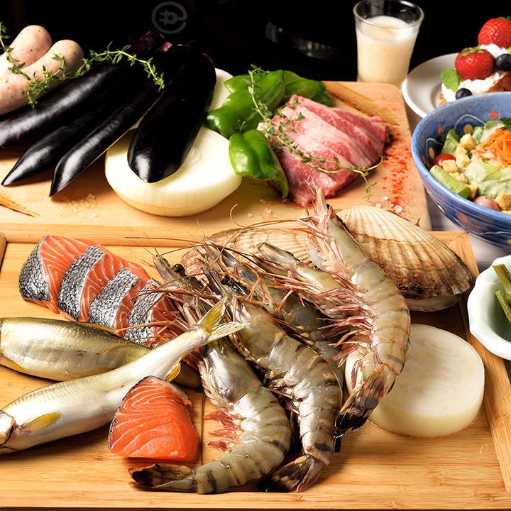 豪華 エビ イカなど魚介のバーベキューを楽しむ 90分飲み放題付 海鮮bbqプラン 全10品 6 300円の詳細 ウッドデザインパーク レジャック店 名駅 バーベキュー ぐるなび