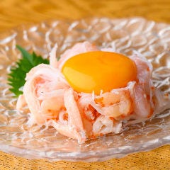 甘海老と紅ズワイ蟹のユッケ