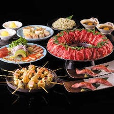 【炊き肉(牛)コース】ローストビーフ寿司や一口天ぷら盛り合わせなど全7品