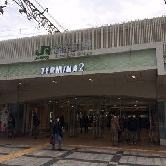 JR錦糸町駅の北口を出たら、右に曲がり、線路の高架沿いを進みます。