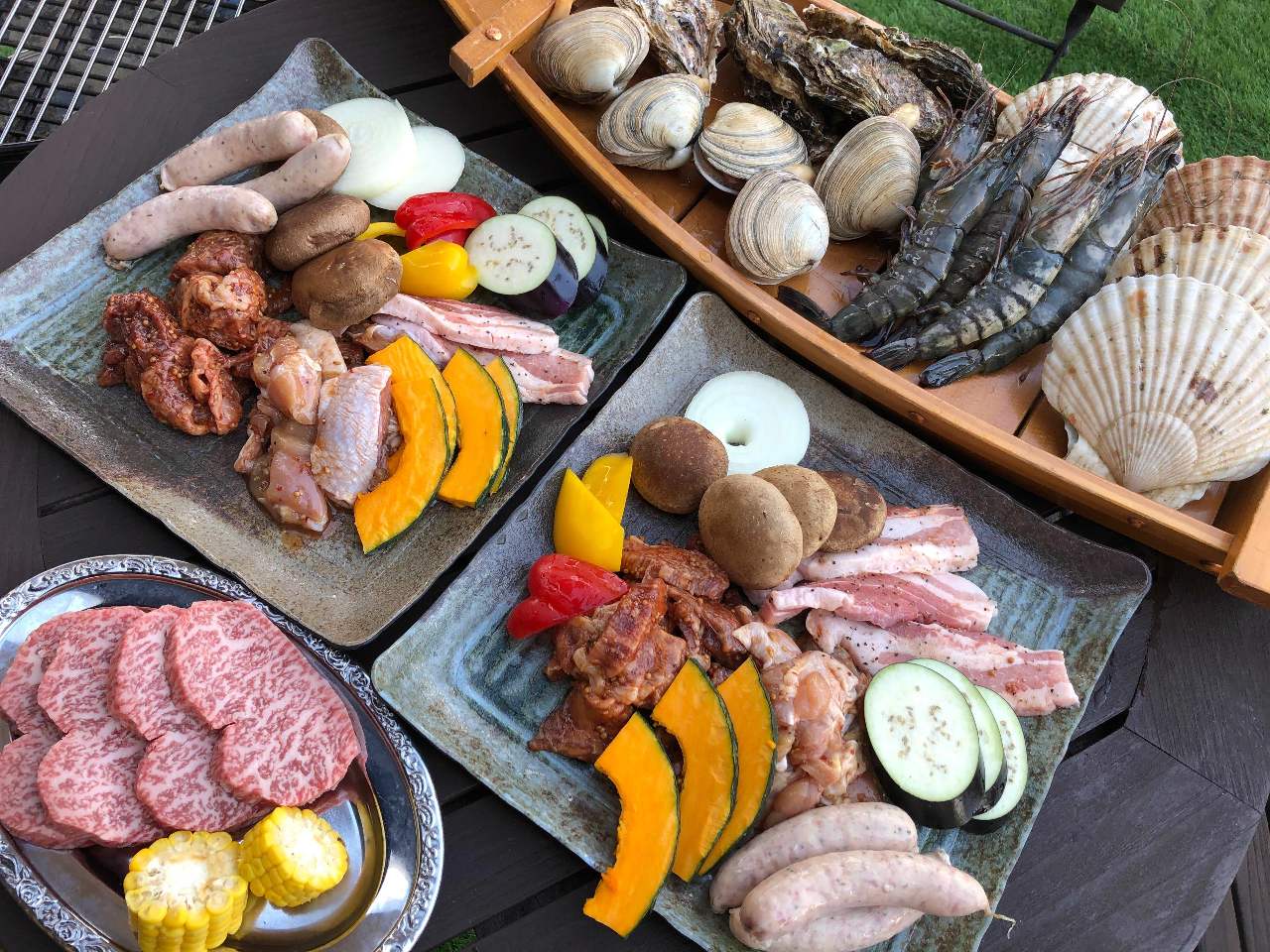 90分飲み放題付 お肉と魚介盛り合わせ豪華海鮮bbqプランの詳細 旬菜ya ガーデン 安城 バーベキュー ぐるなび