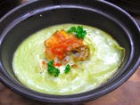 帆立の豌豆スープグラタン