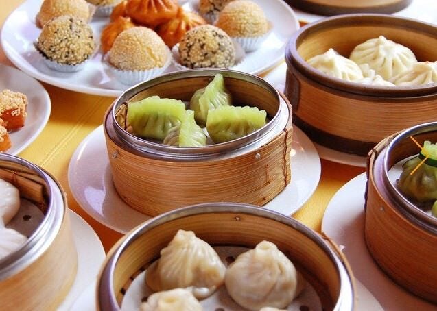 せいろに入った点心が並んでいる様子