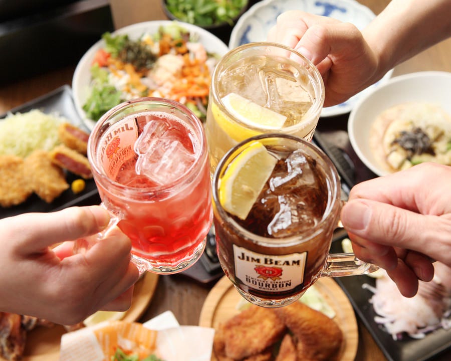ミライザカのご宴会コースはゆっくり過ごせる2.5時間飲み放題付♪