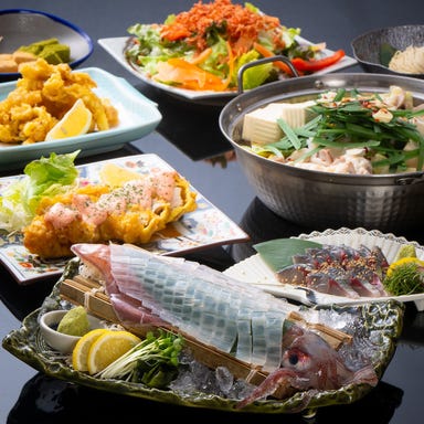 もつ鍋と游漁 游漁庵 福岡本店_【游漁庵コース】飲み放題 時間無制限付 もつ鍋/胡麻さば/いか活造りまで付けてこの価格