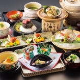 和の料理人が作る洗練された前菜から、お魚、車海老天ぷら特製の釜炊きご飯も味わえ、もてなしの席に相応しい内容です
