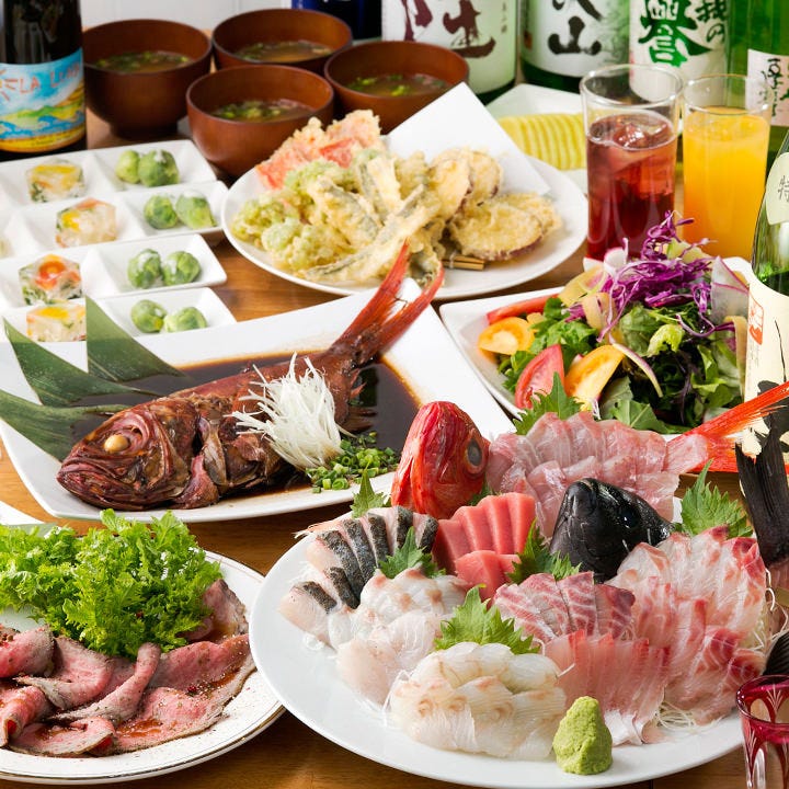 三浦半島の海の幸や旬の地野菜を使用した宴会コースは3種