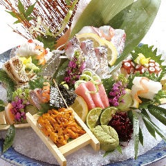 厳選の旨味！本鮪トロ入り鮮魚の造り盛り合せ〈松〉七種