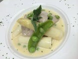 フランス産ホワイトアスパラのロースト・春野菜仕立て