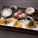 天ぷら10種と刺身5種盛り 御膳