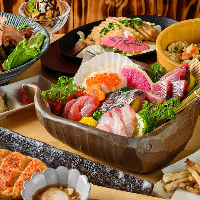 全室個室居酒屋 鉄板料理 風月_鮮度抜群のお刺し身は、海鮮3点盛りや5点盛りをご用意しております。