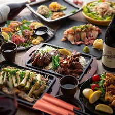 【プレミアム3時間飲み放題付】『肉刺し極み8種盛と3種の牛ステーキ』コース［全16品］7,000円&rArr;6,000円