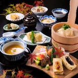 ランチ限定【季節の京ごのみ】名物ゆば桶付「みやこ」汲み上げゆば、豆乳入り茶碗蒸しなど気軽なミニコース