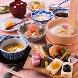 ◆土日祝【季節の京ごのみ】名物ゆば桶付「みやこ」汲み上げゆば、豆乳入り茶碗蒸しなど気軽なミニコース