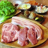 熟成豚肉3種の食べ比べサムギョプサルセット　豚バラ、豚ヒレ、豚ロース