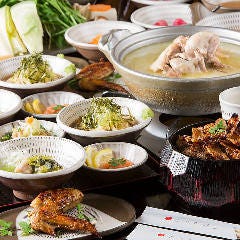 とりまぶし 博多本店_宴会におすすめ！名物とりまぶしと博多水炊きに加え前菜・デザートも付いた【ウメ】コース〈全9品〉