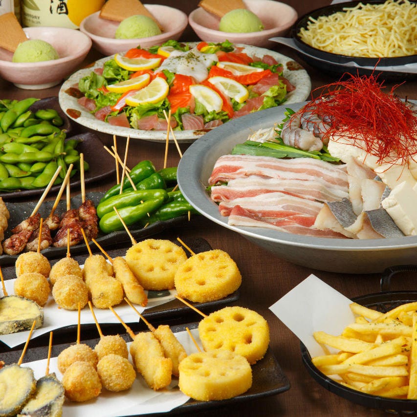 個室 京串揚げ あぶらや メニュー モツ 寄せ鍋コース ぐるなび