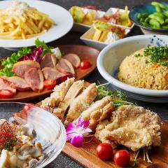 歓送迎会に◎飲み放題3時間コース！ 若鶏の炙り焼き・手羽先の香味揚げ等 料理9品　満開コース