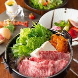 ランチ【すき焼きコース】乾杯＆食後のドリンク付き！黒毛和牛のすき焼き/ローストビーフなど全6品5,500円