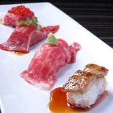 鹿児島黒毛和牛/桜肉/さつま黒鶏等、5種類の【極上肉寿司】