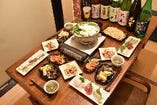 ◆比内地鶏の鍋パーティーコース◆お料理7品(刺身盛り合わせ付)