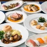 【和洋中の多彩な料理】
前菜からデザートまで品数豊富なお料理