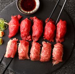 肉寿司の盛り合わせ(6貫) 隠れ家居酒屋ダイニング 食べ放題 SITA 中目黒本店_肉寿司の盛り合わせ(6貫)