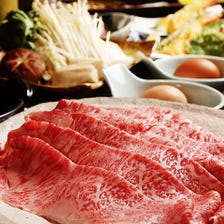 茨城県産黒毛和牛の常陸牛すき焼きや、お刺身、天婦羅を堪能『銀次郎コース』全7品
