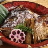鯛カブトの煮付け×おばんざい×土鍋ご飯×自家製豆富×お味噌汁の定食
