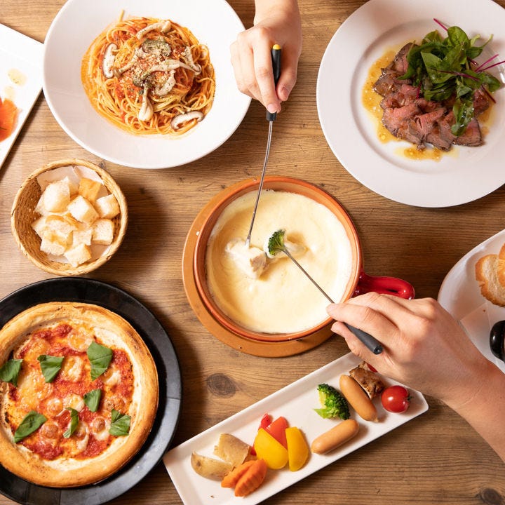 Sa特製 チーズフォンデュ付 女子会コース 選べるピザとローストビーフなど全8品 飲み放題は長時間150分の詳細 イタリアンキッチン サー Sa 梅田 大阪駅 イタリアン イタリア料理 ぐるなび