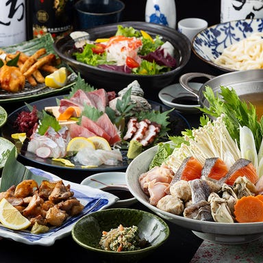 さかな市場 紙屋町店_冬宴会【福寿草(ふくじゅそう)】海鮮ちゃんこ柚子塩鍋やお造り5種、あんこう唐揚げ等《120分飲み放題付》