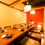 接待・会食に最適な完全個室は和のプライベート空間。