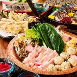 蕎麦屋の天ぷら、旬の刺身、本格蕎麦が味わえる宴会コースは3500円からご用意。