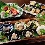 蕎麦と京の逸品、鮮魚などお酒との相性をお楽しみいただけるメニューを豊富にご用意しております。