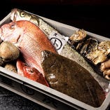 愛知県豊浜漁港より仕入れる新鮮ピチピチの魚介たち。