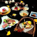 【個室確約！！】個室プラン 仙台名物牛タンと仙台牛モモ肉が一緒に愉しめる　旬の彩り会席　嵯峨