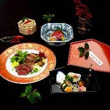 【個室確約！！】個室プラン 仙台名物牛タンと仙台牛モモ肉が一緒に愉しめる　旬の彩り会席　嵯峨