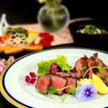 【個室確約！！】個室プラン 仙台名物牛タンと仙台牛モモ肉が一緒に愉しめる　旬の彩り会席　嵯峨