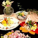 【個室確約！！】長寿祝プラン お祝いメッセージプレート付き　旬の食材を織り込んだ彩り会席 堀川