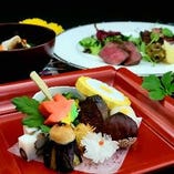【個室確約！！】個室プラン 仙台名物牛タンと仙台牛モモ肉が一緒に愉しめる　旬の彩り会席　嵯峨