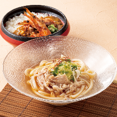 YEBISU BAR キュービックプラザ新横浜店_蒸し鶏と香味野菜の冷やしさっぱり讃岐うどん＆和風海老カレー