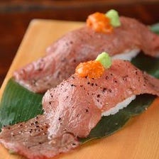 和牛肉の握り寿司などの創作肉料理