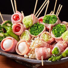 沖縄県産豚でぐるりと巻いた野菜串