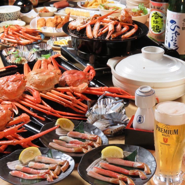 カニ食べ放題 焼きガニorカニすき カニ刺身付の36品1分食べ尽くしコース L O 90分 ﾄﾞﾘﾝｸﾊﾞｰ付の詳細 かに食べ放題 どきどき水産 阪急塚口店 尼崎 居酒屋 ぐるなび