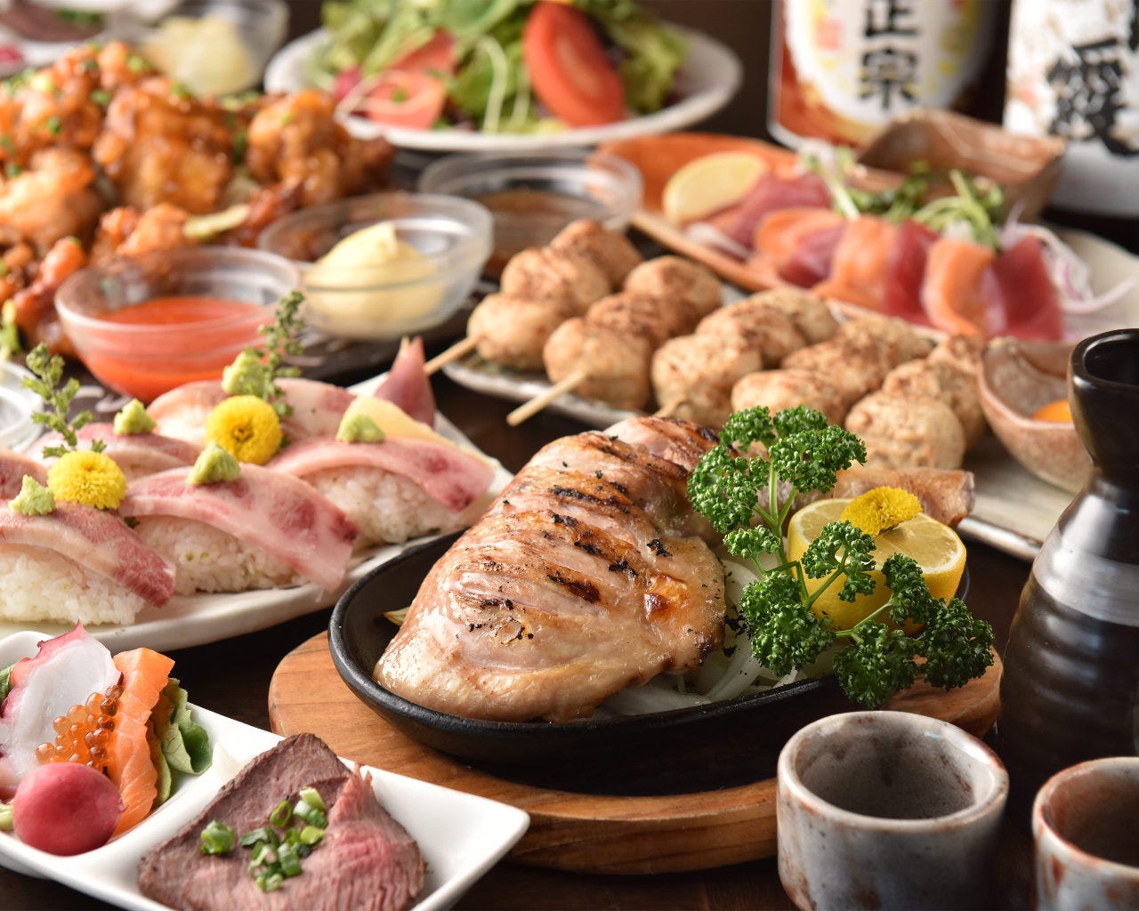 2時間飲み放題付 鶏と和牛がメイン 竹コース お料理8品 3850円の詳細 海幸の個室居酒屋 旬蔵 上野駅前店 上野 居酒屋 ぐるなび