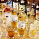 コースに付く飲み放題は、ビールに焼酎、日本酒や中国酒など多彩なラインナップ