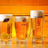 生ビール3種類が飲み放題で楽しめます