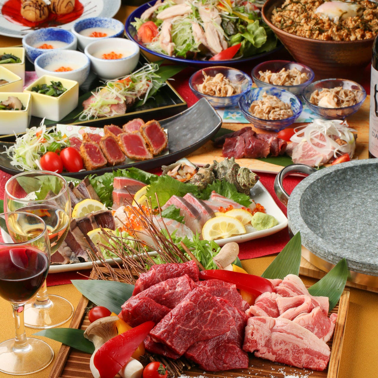 希少部位ザブトン/牛舌/馬刺し等全10品【青龍コース】6000円