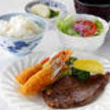 【スペシャル定食】フィレ肉のテリヤキと海老フライの盛り合わせ